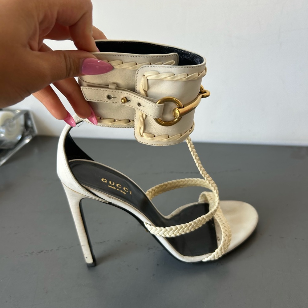 Gucci Ursla white/ivory sandal heels size 36.5 - Picture 5 of 11